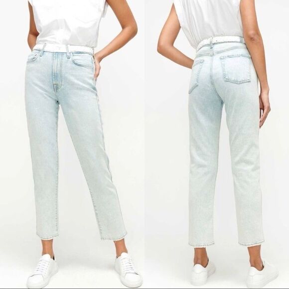 7 For All Mankind • High Waist Cropped Straight with Braided Belt - Picture 2 of 9